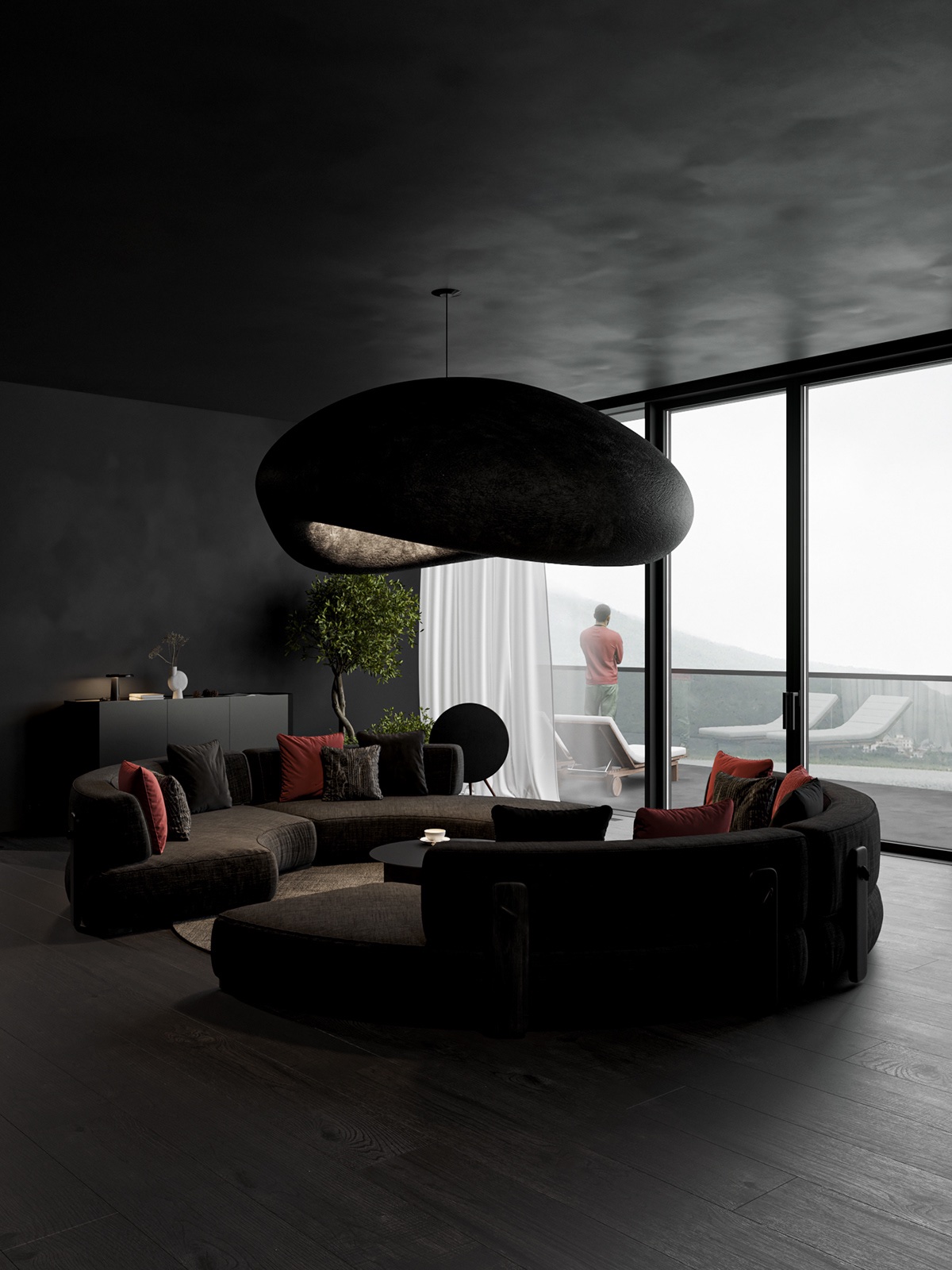 简约室内设计：红与黑主题